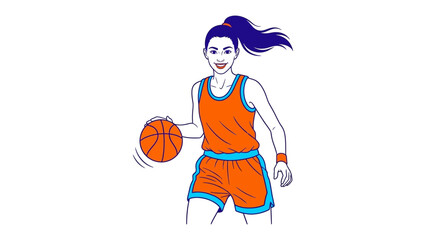 Basketball Player Dribbling: A vibrant illustration of a skilled basketball player executing a dribble. Capturing the energy, focus, and movement of the game.