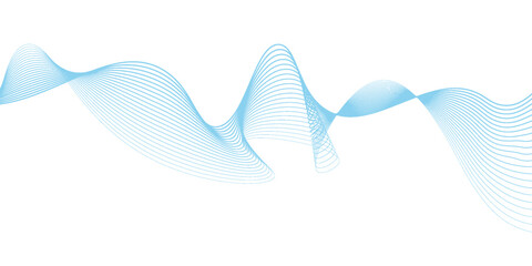 Top blue smooth wave on a white background. Dynamic sound wave. Design element. Vector illustration. Vector