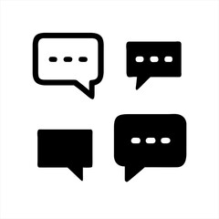 Four black and white speech bubble icons representing conversation