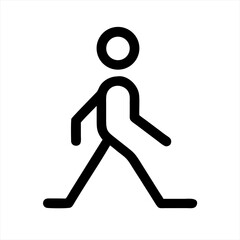 Simple black line icon of a person walking forward