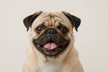 Close-up of a flat-faced dog with a humorous expression