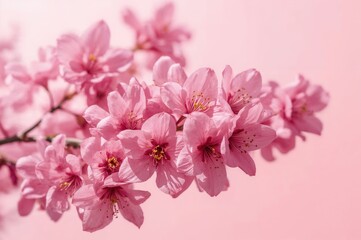 Fototapeta premium Blossoms of pink silk floss tree against a soft white and pink backdrop representing nature and adventure