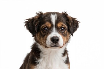 Fototapeta premium A small dog standing alone against a white backdrop.