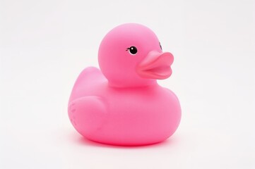 Rubber duck in pink shade against a white backdrop