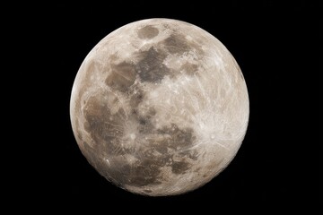 Fototapeta premium Close-up view of a full moon, featuring varied shades of light brown and gray across its surface