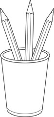 Pencil holder with pencils drawing vector illustration art
