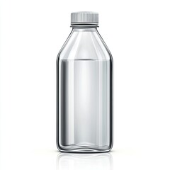 Clear glass bottle with white plastic cap