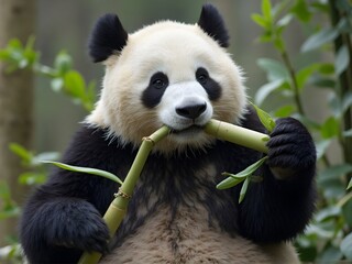 Obraz premium Panda Chewing Bamboo panda eating bamboo