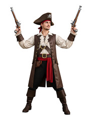 Young man in a pirate costume with pistols