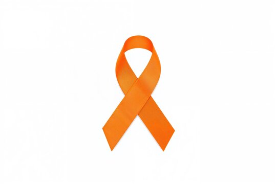 Multiple Sclerosis Awareness Initiative Featuring an Orange Ribbon on a White Backdrop