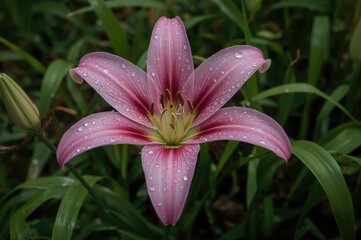 Fototapeta premium The Rain Lily Blooms Gracefully