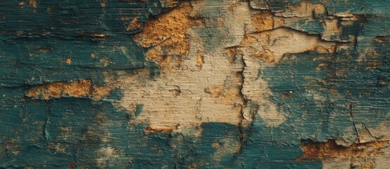 Obraz premium Weathered wooden surface with peeling paint detail