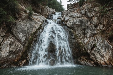 A waterfall located 4 kilometers away from a mountain village in the northern hills