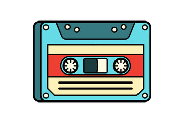 Trendy Retro 90s Style Audio Cassette Tape Vector Illustration