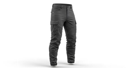 Dark Grey Tactical Cargo Pants 3D Render on White Background for Outdoor and Utility Apparel Concepts
