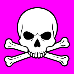 Black and Purple Skull and Bones Crossbones Poison Icon