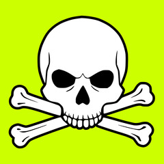 Black and Green Skull and Bones Crossbones Poison Icon