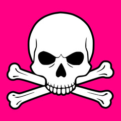 Black and Pink Skull and Bones Crossbones Poison Icon