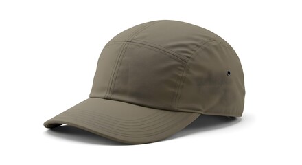 Fototapeta premium Stylish Olive Green Lightweight Technical Cap for Outdoor Activities and Sports, Isolated on White Background