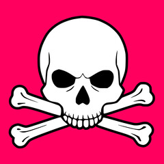 Black and Pink Skull and Bones Crossbones Poison Icon