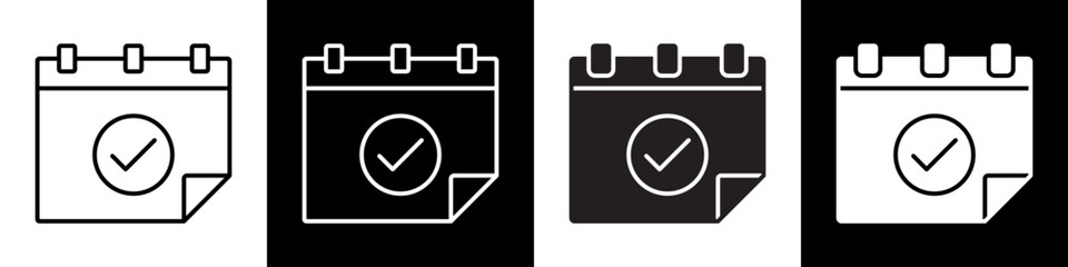 Check in calendar icons for ui. vector illustration