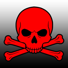 Black and Red Gradient Skull and Bones Crossbones Poison Icon
