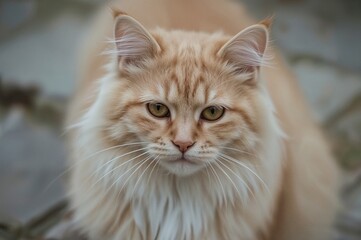 Fototapeta premium Out-of-focus shots capturing a fluffy feline's moods and actions from multiple perspectives against a natural backdrop