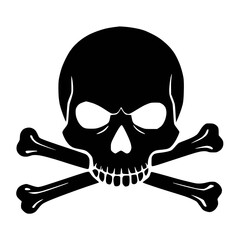 Black and White Skull and Bones Crossbones Poison Icon