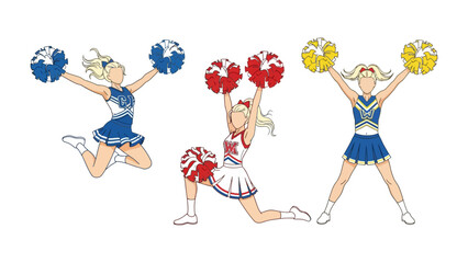 Cheerleader Performance: Energetic cheerleaders in vibrant uniforms execute dynamic routines, showcasing athleticism and team spirit with colorful pom-poms.