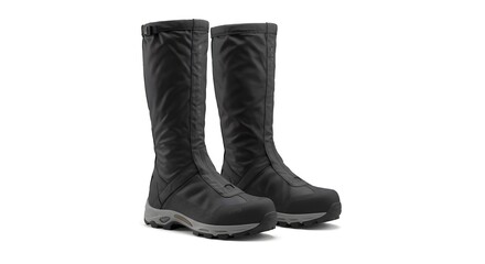 High-Performance Black Insulated Tall Winter Boots for Cold Weather and Outdoor Adventures, Isolated on White Background
