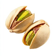 Two pistachios in shells, close-up