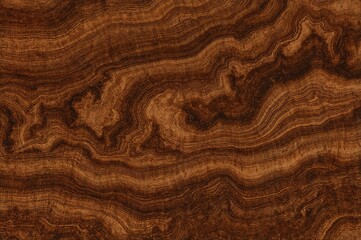 Mahogany veneer with rich copper hues and elaborate swirling designs