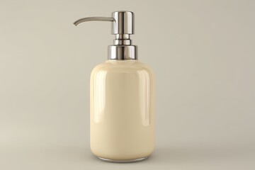Obraz premium Cream-Colored Ceramic Soap Dispenser with Silver Pump