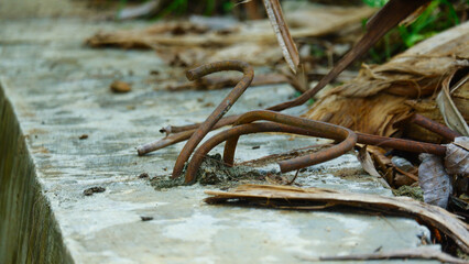 Close-Up of Rusty Iron Rods Outdoors