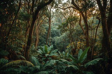Obraz premium Picture of lush vegetation in a jungle setting