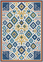 Folk art inspired Persian Vector Carpet with modern Pattern in high definition isolated on white canvas with trending colors
