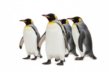 Fototapeta premium Isolated penguins on a plain white backdrop