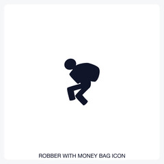 Robber with Money Bag Icon