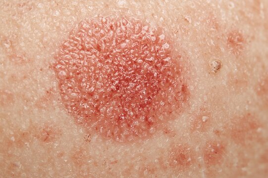 Close-up shot of skin affected by psoriasis vulgaris for editorial use
