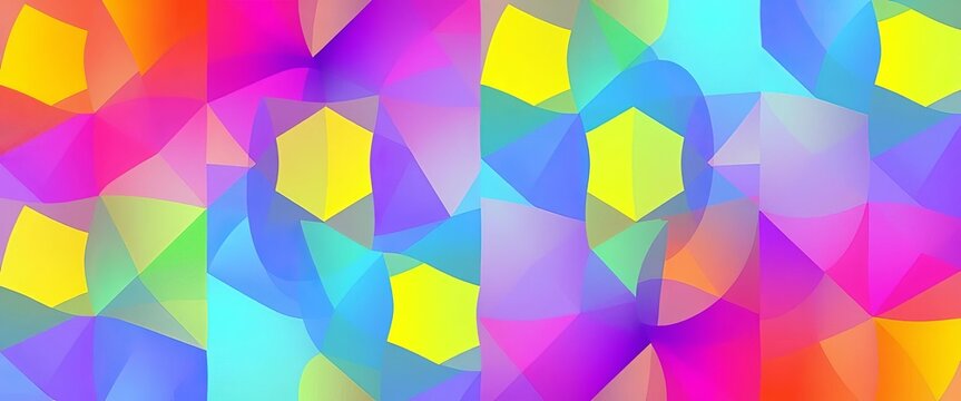 Abstract geometric shapes, vibrant color gradients, seamless digital vector pattern,  minimal,  decoration