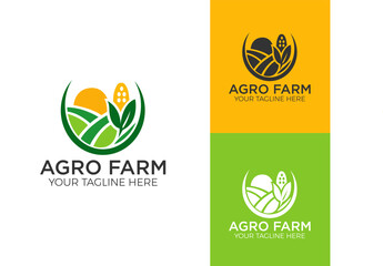 Agriculture logo and agro farm green logo template vector design