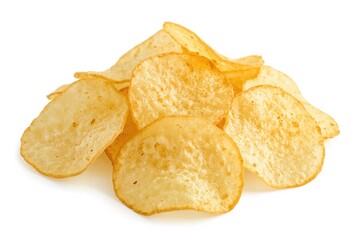 Crispy potato snacks on a white background with clipping path