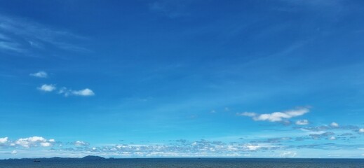 Blue Sky with White Fluffy Clouds Nature Background for Fresh Environment Concept