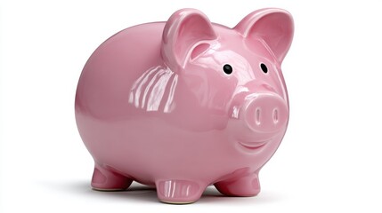 Obraz premium Pink Piggy Bank Still Life on White Background Studio Shot Finance Savings Investment Concept