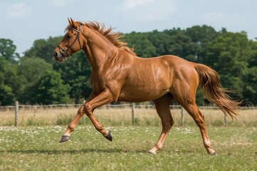 Obraz premium Galloping palomino horse in the open air