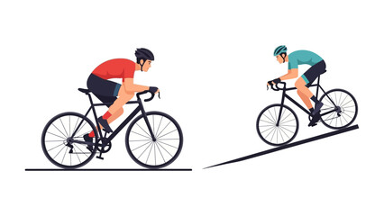 Obraz premium Riding Bicycle for Sport Activity: Two cyclists on their bikes, capturing the speed of the sport activity with athletic physique. They embody energy, athleticism, and the spirit of competition.