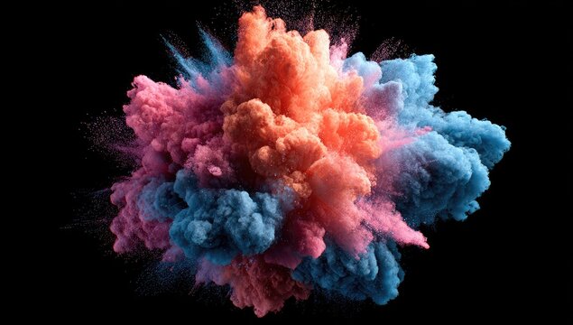 Colorful powder explosion on black background