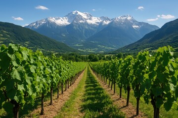 Fototapeta premium Vineyards with scenic mountain views