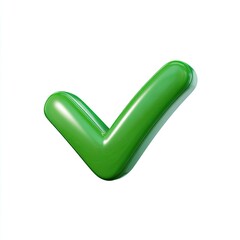 Bright green check mark, 3D rendered