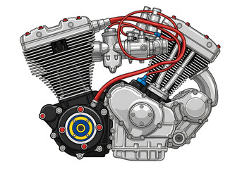 Motorcycle vtwin engine isolated on white background
